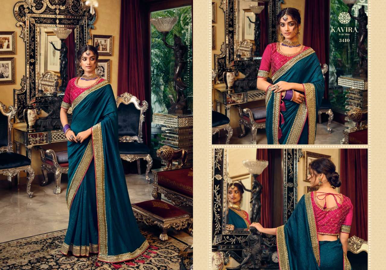 Evergreens By Kavira 3401 To 3411 Series Indian Traditional Wear Collection Beautiful Stylish Fancy Colorful Party Wear & Occasional Wear Vichitra Sarees At Wholesale Price