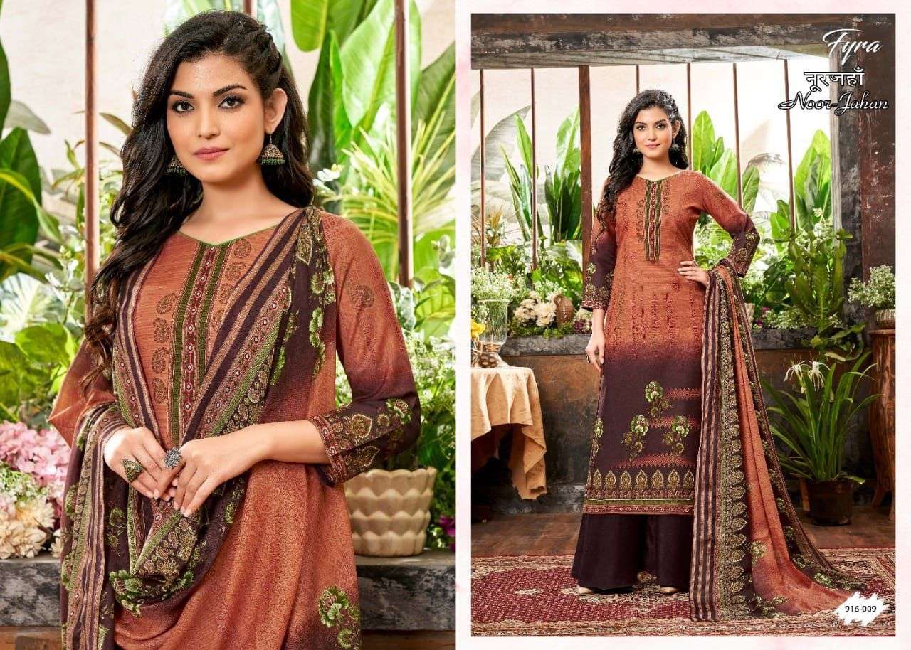NOOR-JAHAN 916 SERIES BY FYRA 916-001 TO 916-010 SERIES BEAUTIFUL SUITS COLORFUL STYLISH FANCY CASUAL WEAR & ETHNIC WEAR PURE SOFT COTTON DIGITAL PRINT DRESSES AT WHOLESALE PRICE
