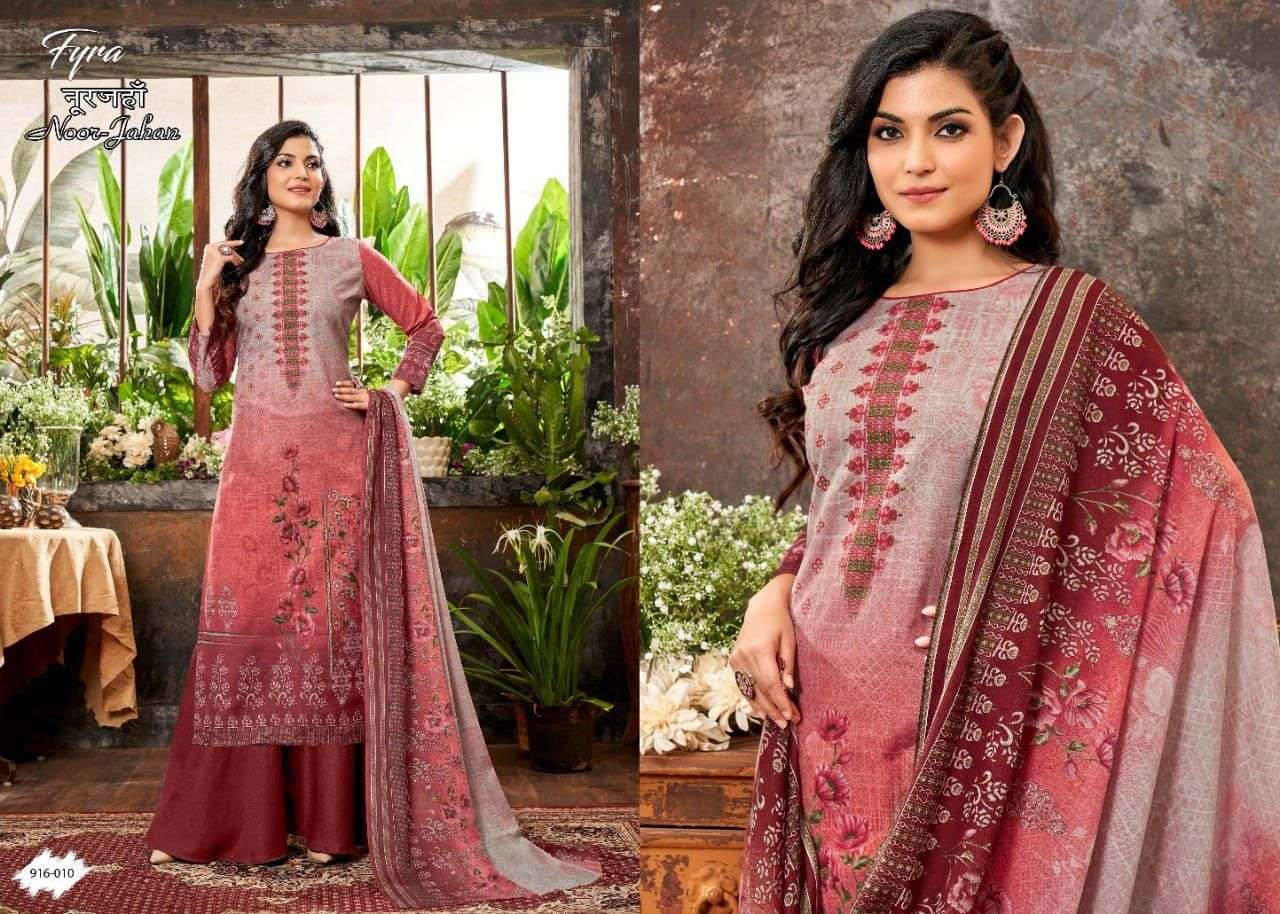 NOOR-JAHAN 916 SERIES BY FYRA 916-001 TO 916-010 SERIES BEAUTIFUL SUITS COLORFUL STYLISH FANCY CASUAL WEAR & ETHNIC WEAR PURE SOFT COTTON DIGITAL PRINT DRESSES AT WHOLESALE PRICE