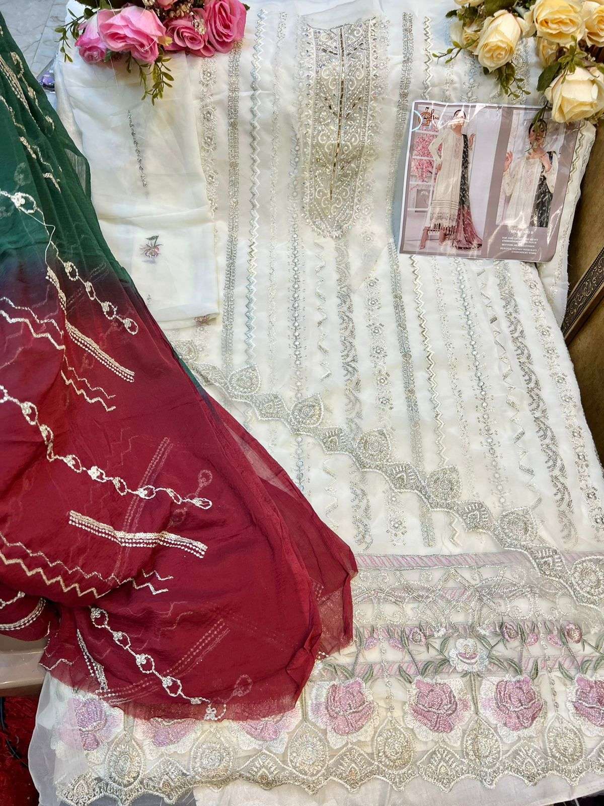G ZAHRA HIT DESIGN 3003 COLOURS BY FASHID WHOLESALE 3003-A TO 3003-D SERIES Z DESIGNER PAKISTANI SUITS BEAUTIFUL FANCY COLORFUL STYLISH PARTY WEAR & OCCASIONAL WEAR FAUX GEORGETTE WITH EMBROIDERY DRESSES AT WHOLESALE PRICE
