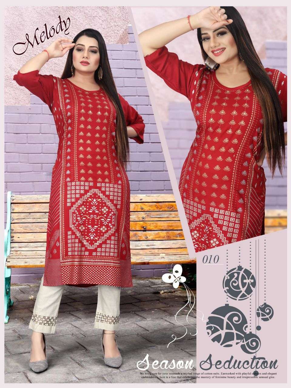 MELODY BY AKHAND JYOT 001 TO 010 SERIES DESIGNER STYLISH FANCY COLORFUL BEAUTIFUL PARTY WEAR & ETHNIC WEAR COLLECTION PURE RAYON KURTIS AT WHOLESALE PRICE