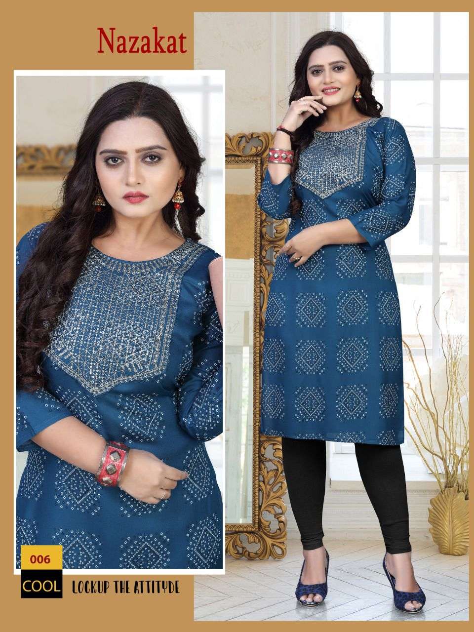 NAZAKAT BY AKHAND JYOT 001 TO 008 SERIES DESIGNER STYLISH FANCY COLORFUL BEAUTIFUL PARTY WEAR & ETHNIC WEAR COLLECTION PURE RAYON KURTIS AT WHOLESALE PRICE