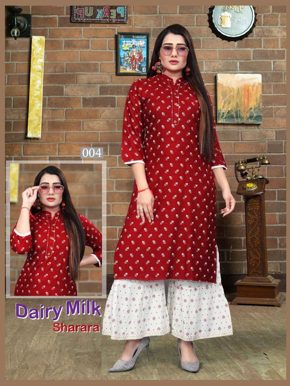 DAIRY MILK VOL-6 BY AAGYA 001 TO 008 SERIES DESIGNER STYLISH FANCY COLORFUL BEAUTIFUL PARTY WEAR & ETHNIC WEAR COLLECTION RAYON KURTIS WITH BOTTOM AT WHOLESALE PRICE