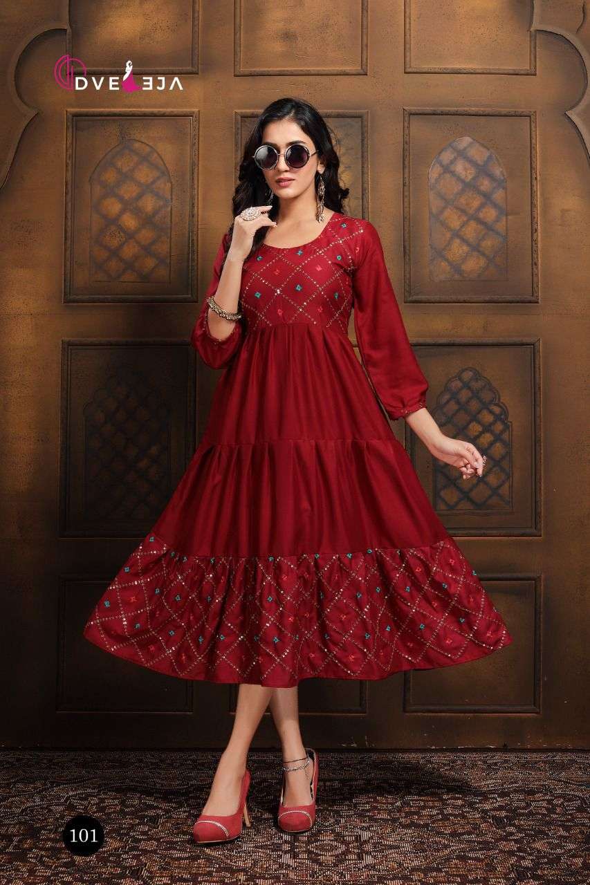 SIYA BY DVEEJA 101 TO 108 SERIES DESIGNER STYLISH FANCY COLORFUL BEAUTIFUL PARTY WEAR & ETHNIC WEAR COLLECTION HEAVY RAYON KURTIS AT WHOLESALE PRICE
