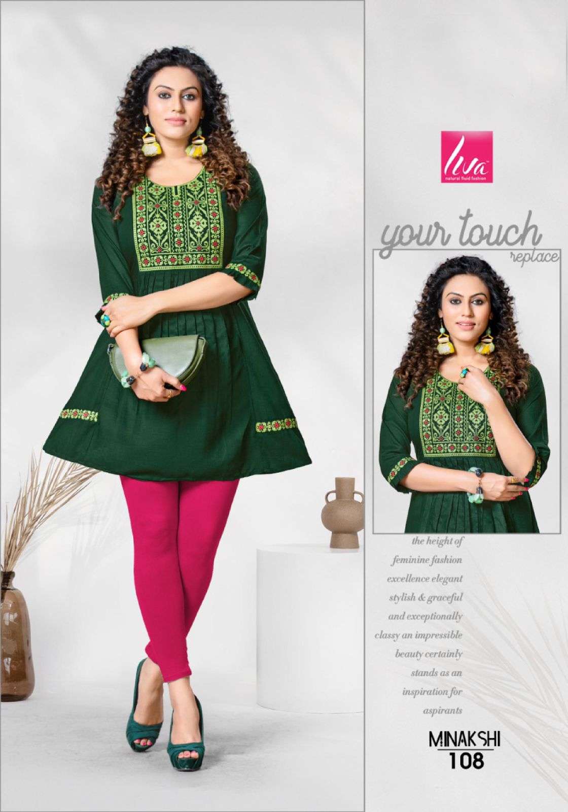 MINAKSHI BY LIVA 101 TO 108 SERIES BEAUTIFUL STYLISH FANCY COLORFUL CASUAL WEAR & ETHNIC WEAR HEAVY RAYON EMBROIDERED TOPS AT WHOLESALE PRICE