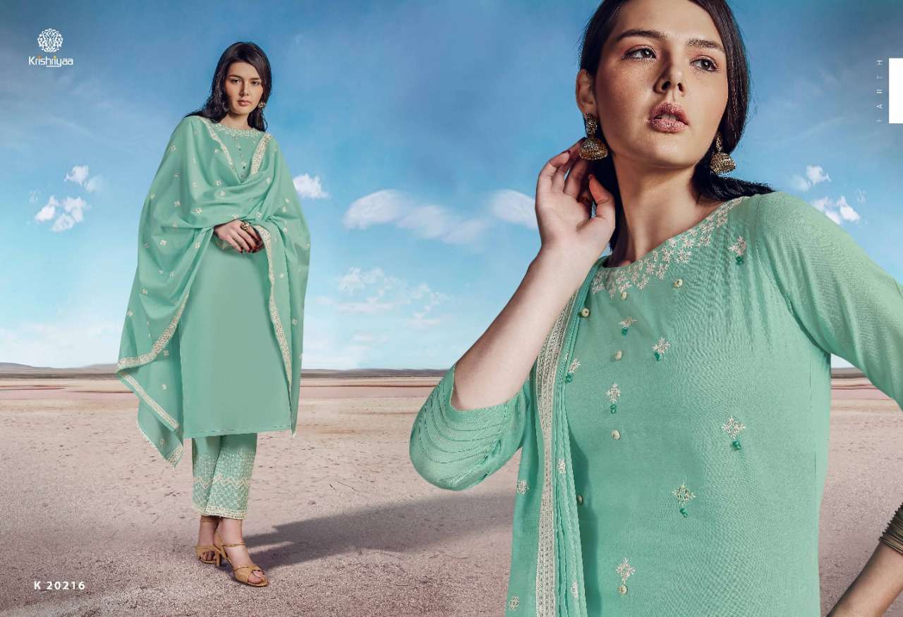 EARTH BY KRISHRIYAA 20215 TO 20219 SERIES BEAUTIFUL SUITS COLORFUL STYLISH FANCY CASUAL WEAR & ETHNIC WEAR SOFT MAL DRESSES AT WHOLESALE PRICE