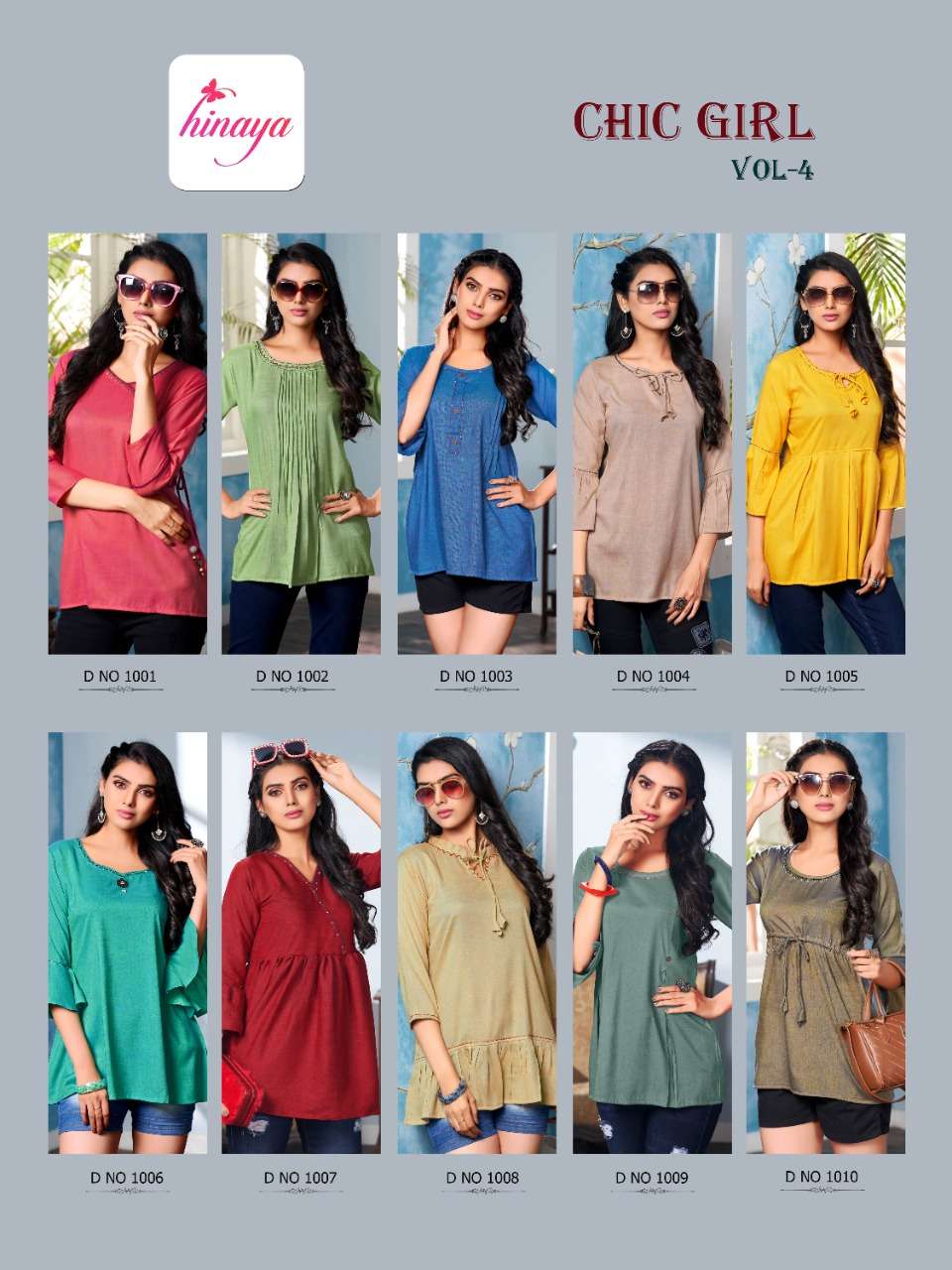 CHIC GIRL VOL-4 BY HINAYA 1001 TO 1010 SERIES BEAUTIFUL STYLISH FANCY COLORFUL CASUAL WEAR & ETHNIC WEAR RAYON TWO TONE TOPS AT WHOLESALE PRICE