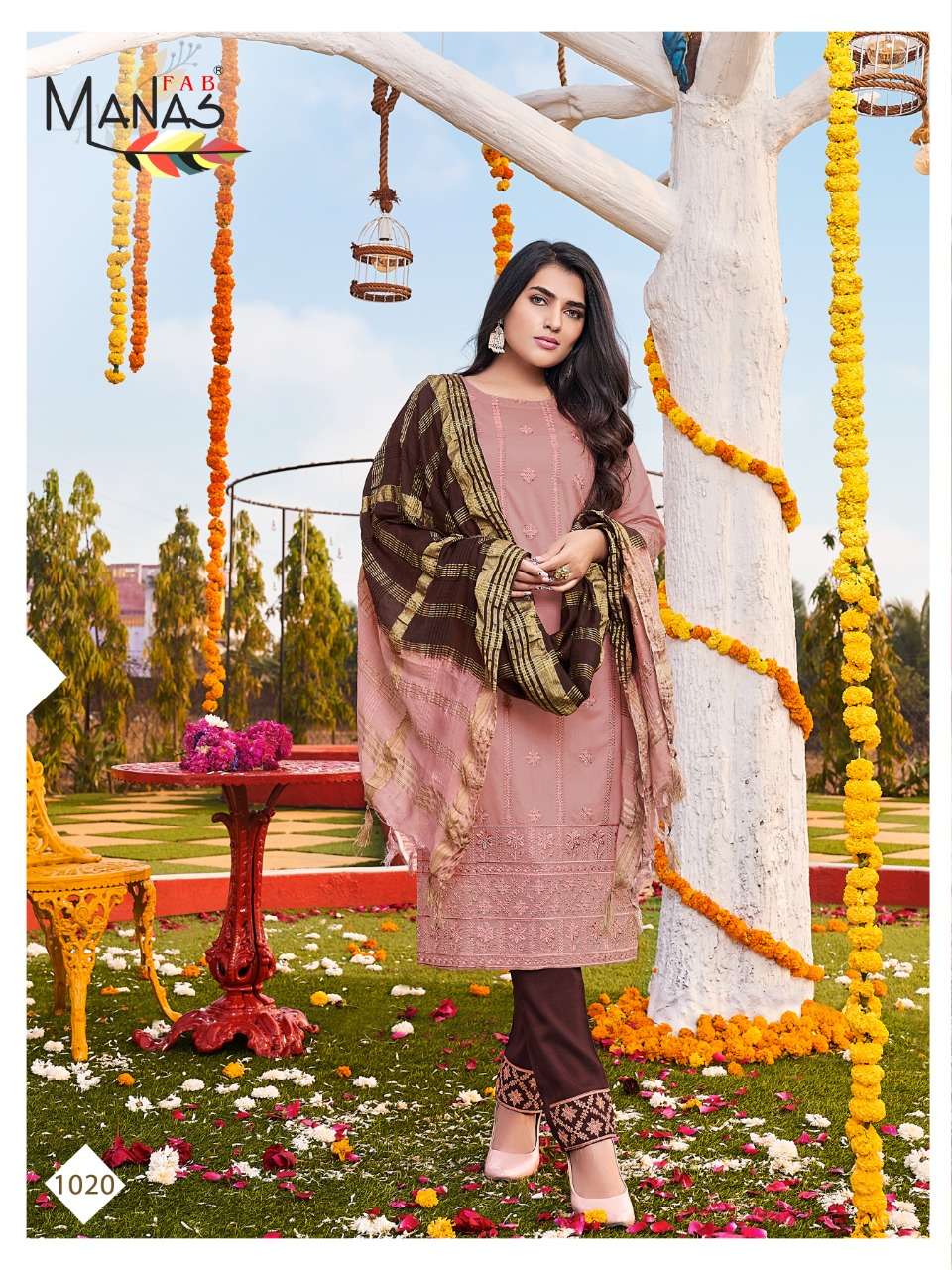 LUCKNOWI VOL-4 BY MANAS FAB 1019 TO 1024 SERIES BEAUTIFUL SUITS COLORFUL STYLISH FANCY CASUAL WEAR & ETHNIC WEAR FANCY DRESSES AT WHOLESALE PRICE
