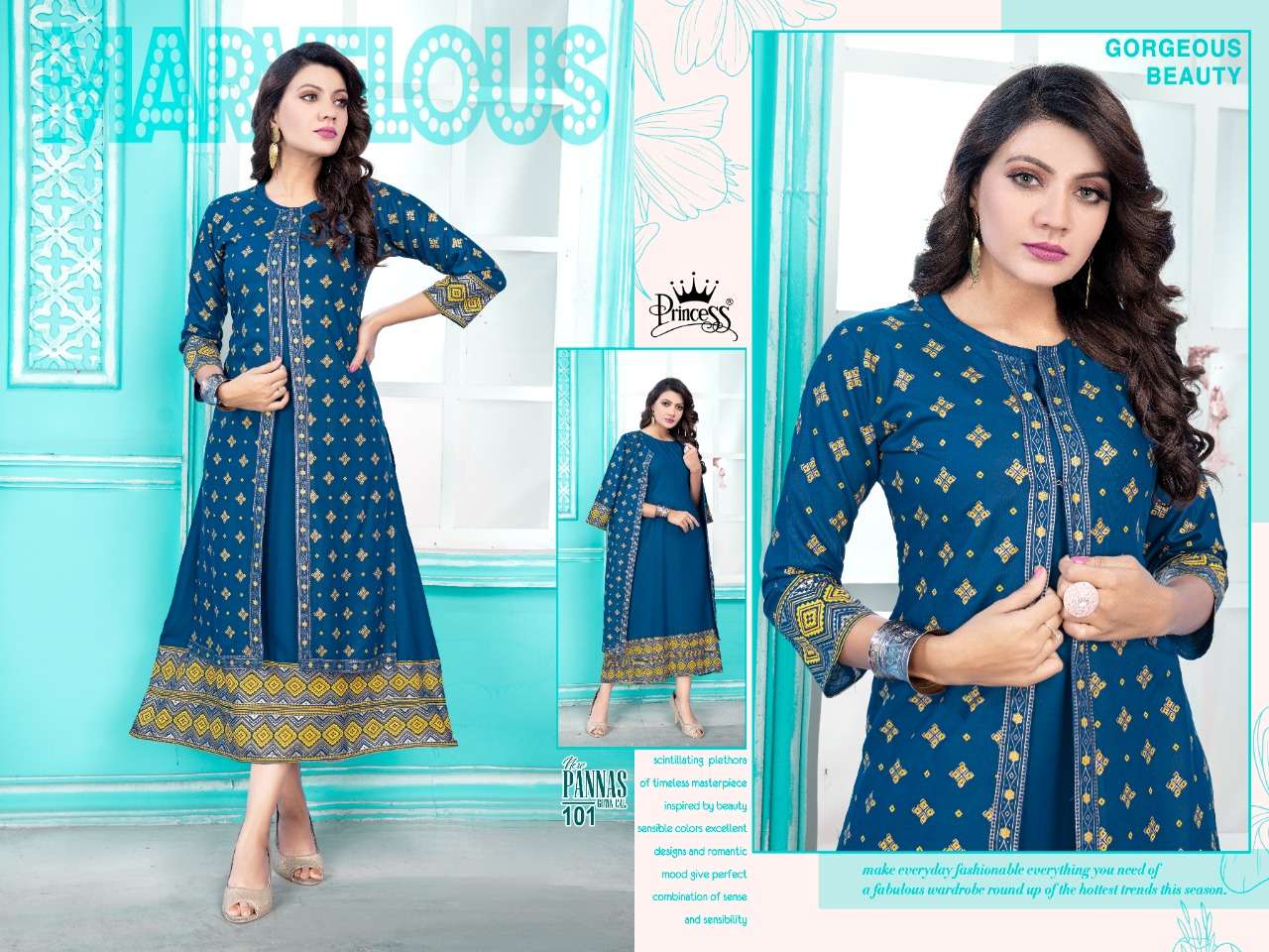 PANNAS GOWN BY PRINCESS 101 TO 108 SERIES BEAUTIFUL STYLISH FANCY COLORFUL CASUAL WEAR & ETHNIC WEAR HEAVY RAYON GOWNS AT WHOLESALE PRICE