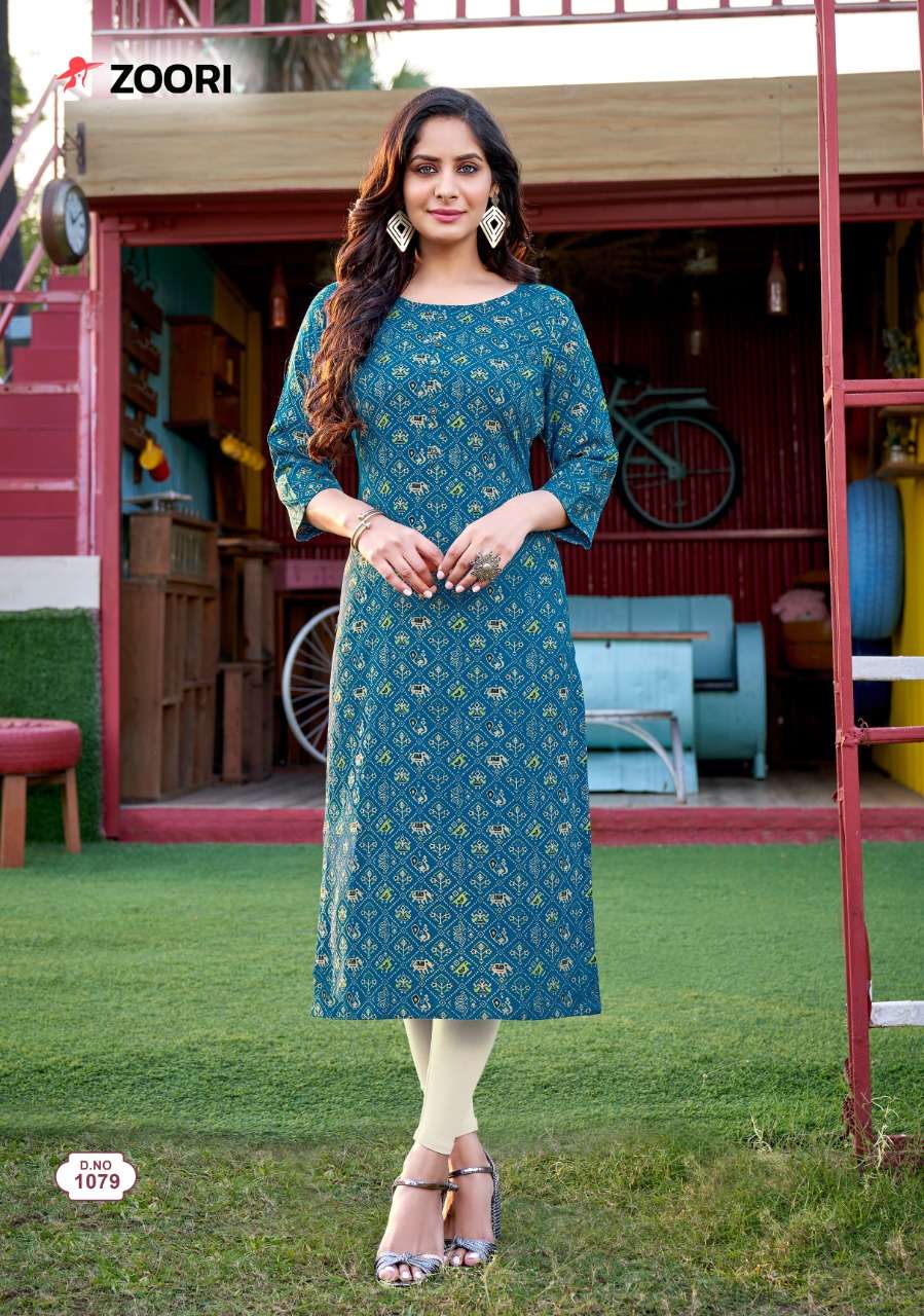 AKSHARA VOL-13 BY ZOORI 1075 TO 1080 SERIES DESIGNER STYLISH FANCY COLORFUL BEAUTIFUL PARTY WEAR & ETHNIC WEAR COLLECTION RAYON PRINT KURTIS AT WHOLESALE PRICE