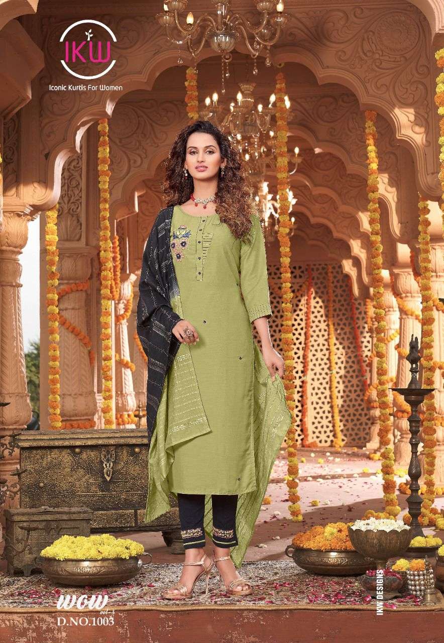 WOW VOL-3 BY IKW 1001 TO 1006 SERIES BEAUTIFUL SUITS COLORFUL STYLISH FANCY CASUAL WEAR & ETHNIC WEAR SILK DRESSES AT WHOLESALE PRICE