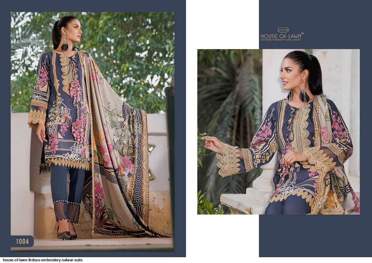 FIRDOUS BY HOUSE OF LAWN 1001 TO 1007 SERIES DESIGNER PAKISTANI SUITS BEAUTIFUL STYLISH FANCY COLORFUL PARTY WEAR & OCCASIONAL WEAR PURE LAWN DRESSES AT WHOLESALE PRICE