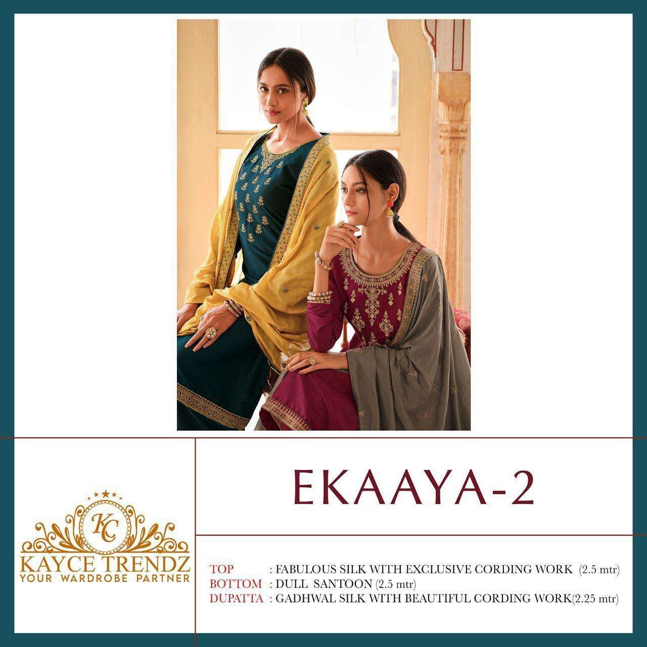 EKAAYA VOL-2 BY KC 2001 TO 2008 SERIES BEAUTIFUL SUITS COLORFUL STYLISH FANCY CASUAL WEAR & ETHNIC WEAR SILK WITH WORK DRESSES AT WHOLESALE PRICE
