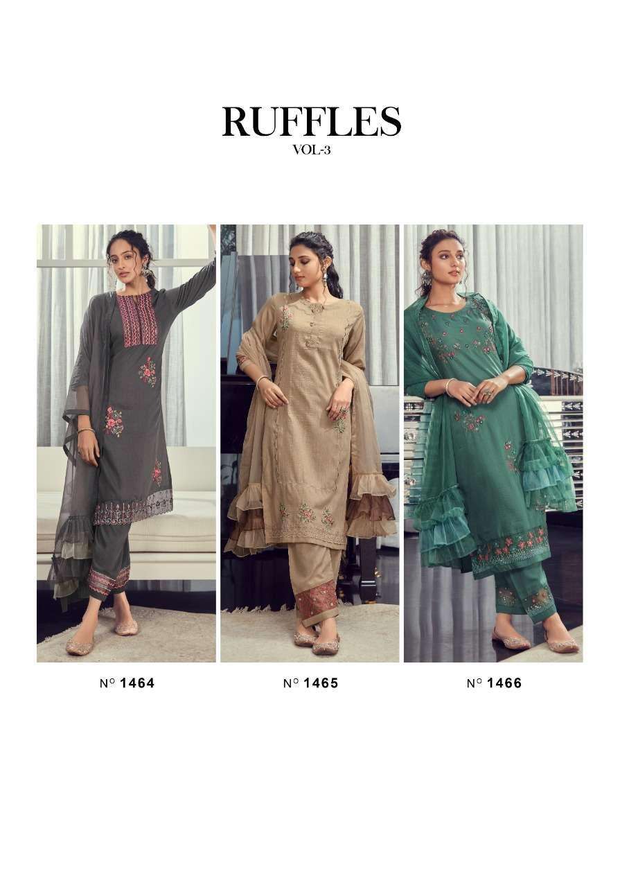 RUFFLES VOL-2 BY VINK 1461 TO 1466 SERIES BEAUTIFUL SUITS COLORFUL STYLISH FANCY CASUAL WEAR & ETHNIC WEAR SILK DRESSES AT WHOLESALE PRICE