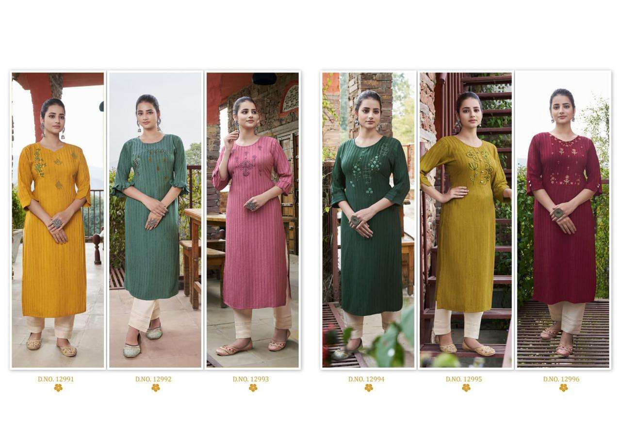 ANGEL BY KALAROOP 12991 TO 12996 SERIES DESIGNER STYLISH FANCY COLORFUL BEAUTIFUL PARTY WEAR & ETHNIC WEAR COLLECTION RAYON EMBROIDERY KURTIS AT WHOLESALE PRICE