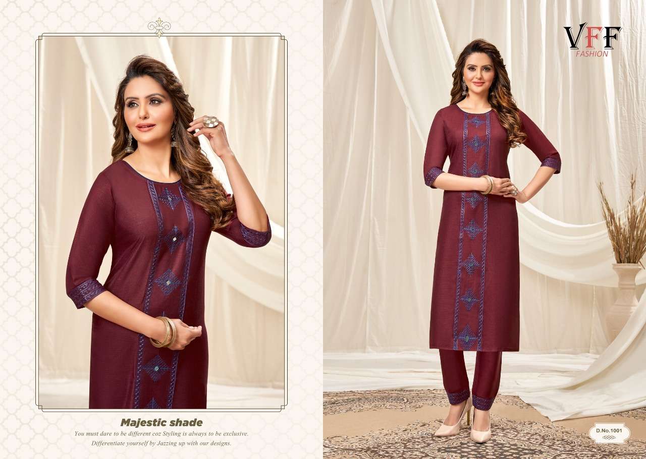 TANIYA BY VFF 1001 TO 1008 SERIES DESIGNER STYLISH FANCY COLORFUL BEAUTIFUL PARTY WEAR & ETHNIC WEAR COLLECTION COTTON EMBROIDERY KURTIS WITH BOTTOM AT WHOLESALE PRICE