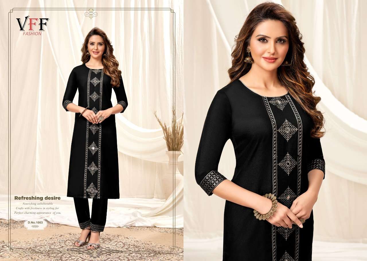 TANIYA BY VFF 1001 TO 1008 SERIES DESIGNER STYLISH FANCY COLORFUL BEAUTIFUL PARTY WEAR & ETHNIC WEAR COLLECTION COTTON EMBROIDERY KURTIS WITH BOTTOM AT WHOLESALE PRICE