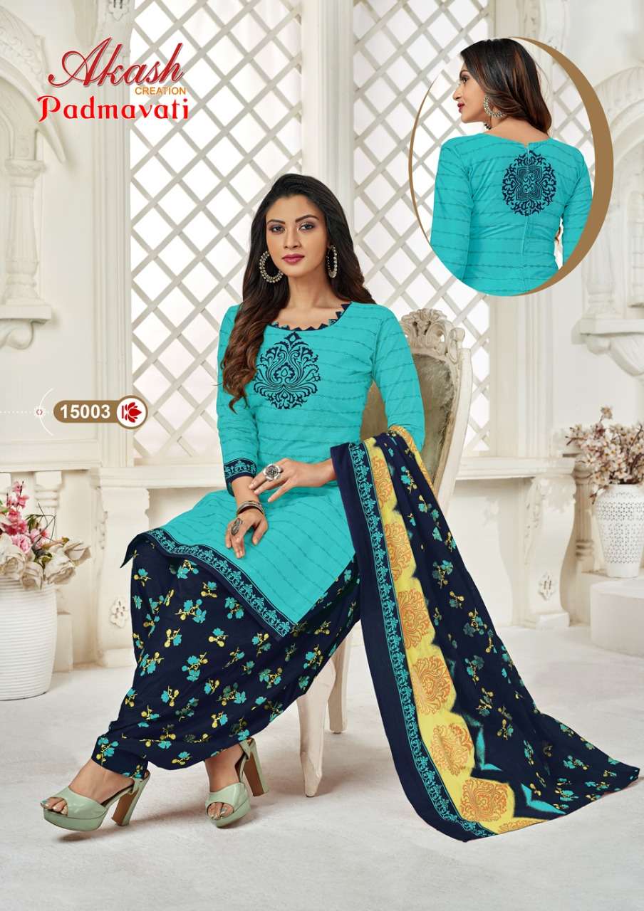 PADMAVATI VOL-15 BY AKASH CREATION 1501 TO 1510 SERIES BEAUTIFUL STYLISH SUITS FANCY COLORFUL CASUAL WEAR & ETHNIC WEAR & READY TO WEAR COTTON PRINTED DRESSES AT WHOLESALE PRICE