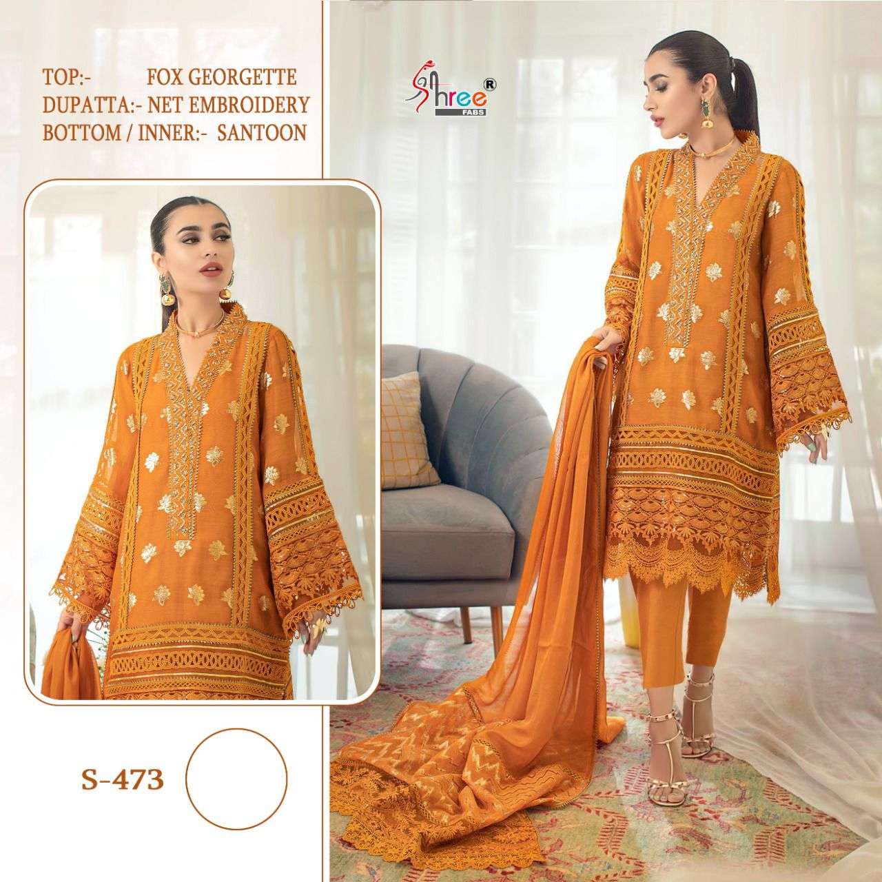 Shree Fabs Hit Design S-473 By Shree Fabs Beautiful Stylish Pakisatni Suits Fancy Colorful Casual Wear & Ethnic Wear & Ready To Wear Faux Georgette Embroidery Dresses At Wholesale Price