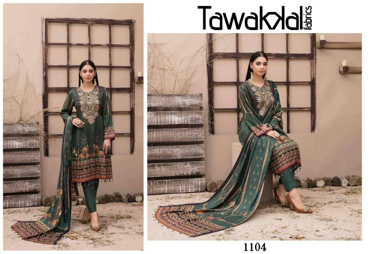 KASHISH BY TAWAKKAL FAB 1101 TO 1110 SERIES BEAUTIFUL STYLISH SUITS FANCY COLORFUL CASUAL WEAR & ETHNIC WEAR & READY TO WEAR HEAVY COTTON PRINTED DRESSES AT WHOLESALE PRICE