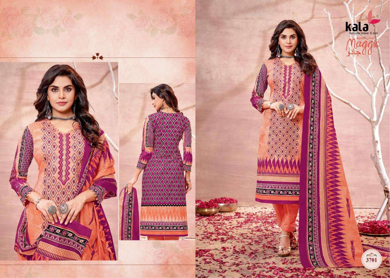 MAGGIC VOL-16 BY KALA 3701 TO 3712 SERIES BEAUTIFUL SUITS COLORFUL STYLISH FANCY CASUAL WEAR & ETHNIC WEAR PURE COTTON DRESSES AT WHOLESALE PRICE