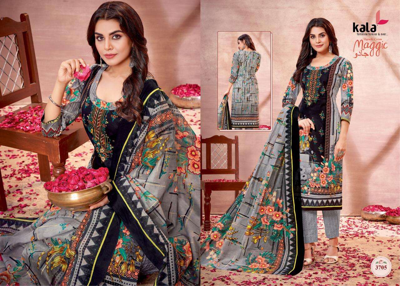 MAGGIC VOL-16 BY KALA 3701 TO 3712 SERIES BEAUTIFUL SUITS COLORFUL STYLISH FANCY CASUAL WEAR & ETHNIC WEAR PURE COTTON DRESSES AT WHOLESALE PRICE