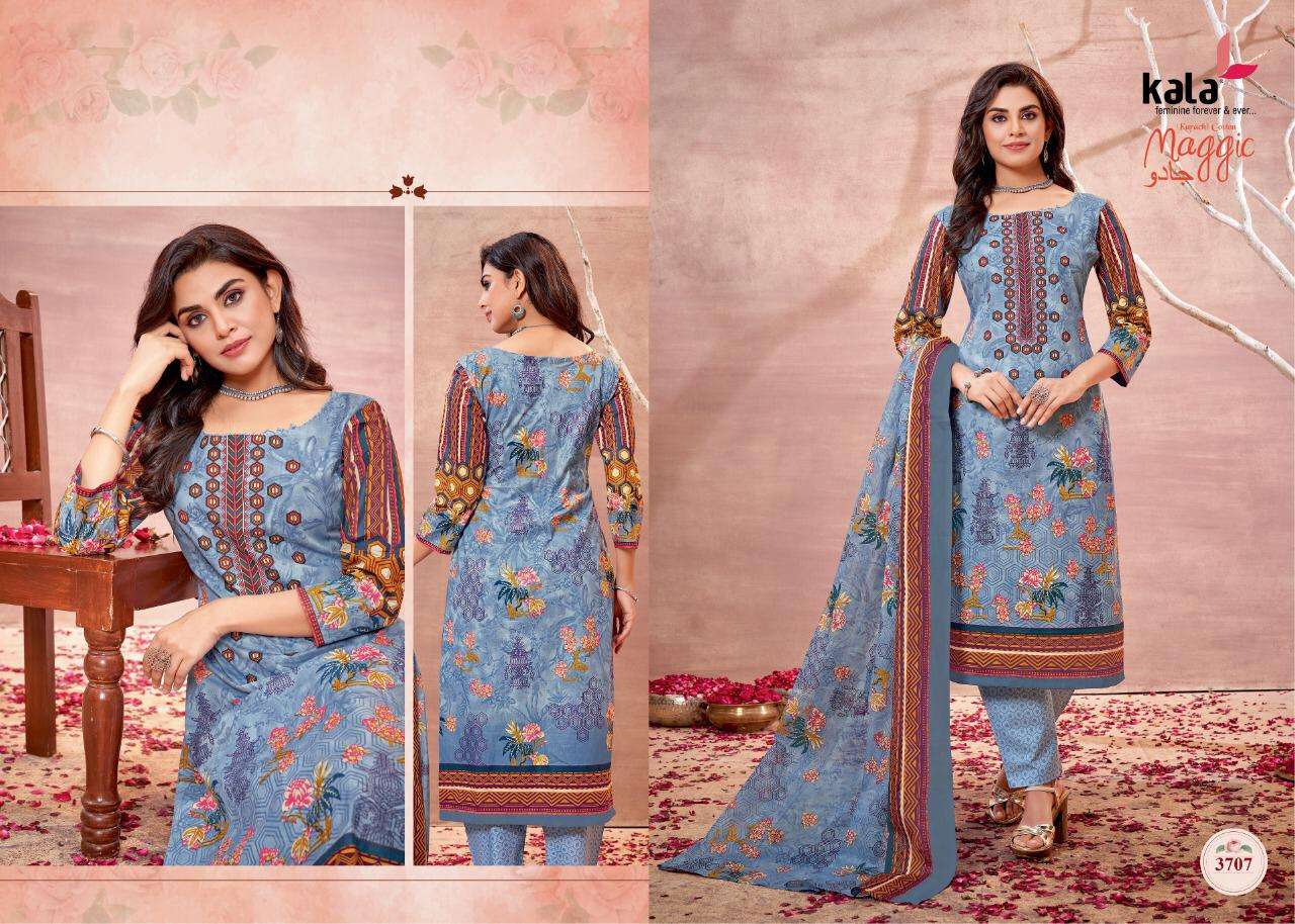 MAGGIC VOL-16 BY KALA 3701 TO 3712 SERIES BEAUTIFUL SUITS COLORFUL STYLISH FANCY CASUAL WEAR & ETHNIC WEAR PURE COTTON DRESSES AT WHOLESALE PRICE