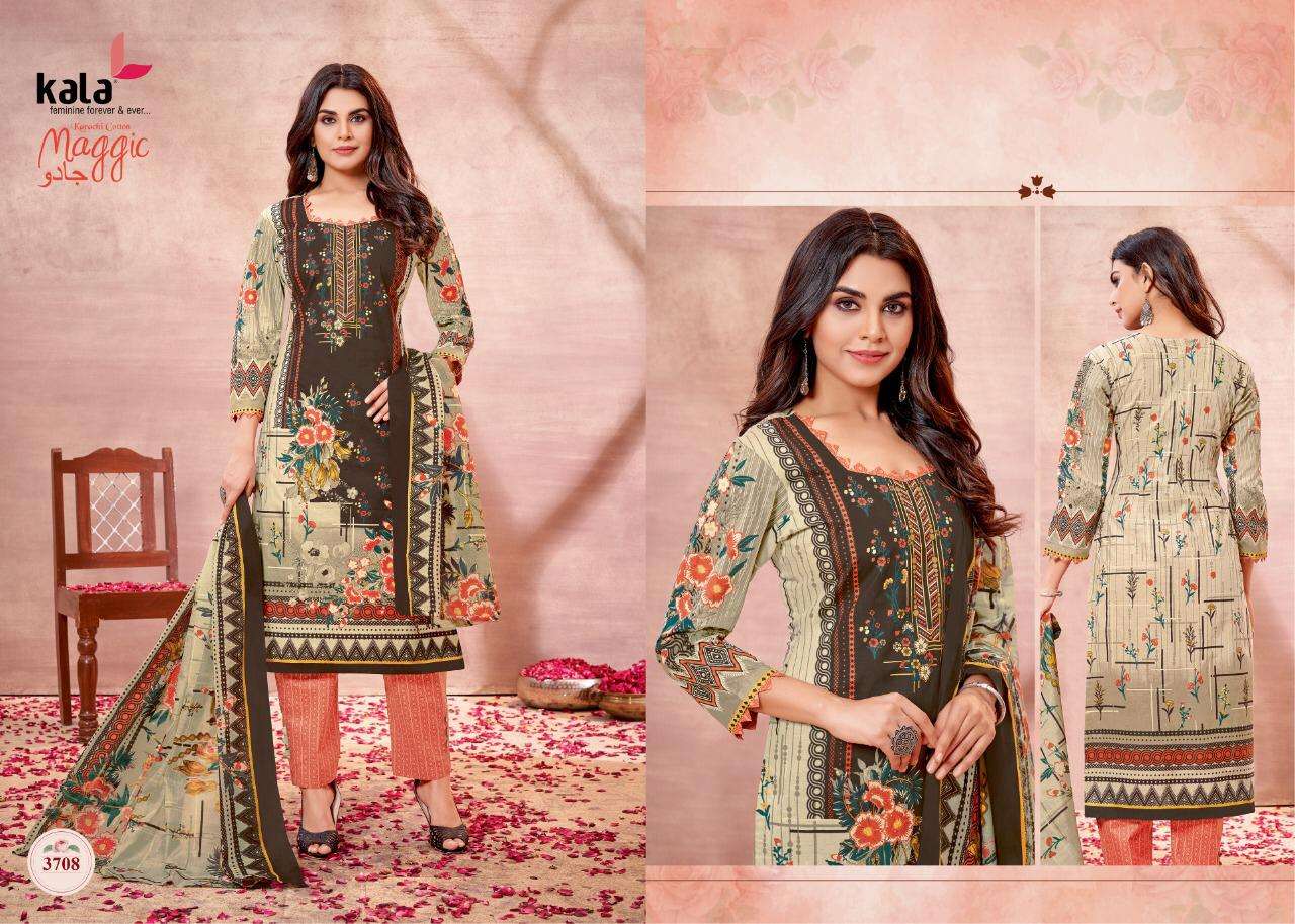 MAGGIC VOL-16 BY KALA 3701 TO 3712 SERIES BEAUTIFUL SUITS COLORFUL STYLISH FANCY CASUAL WEAR & ETHNIC WEAR PURE COTTON DRESSES AT WHOLESALE PRICE