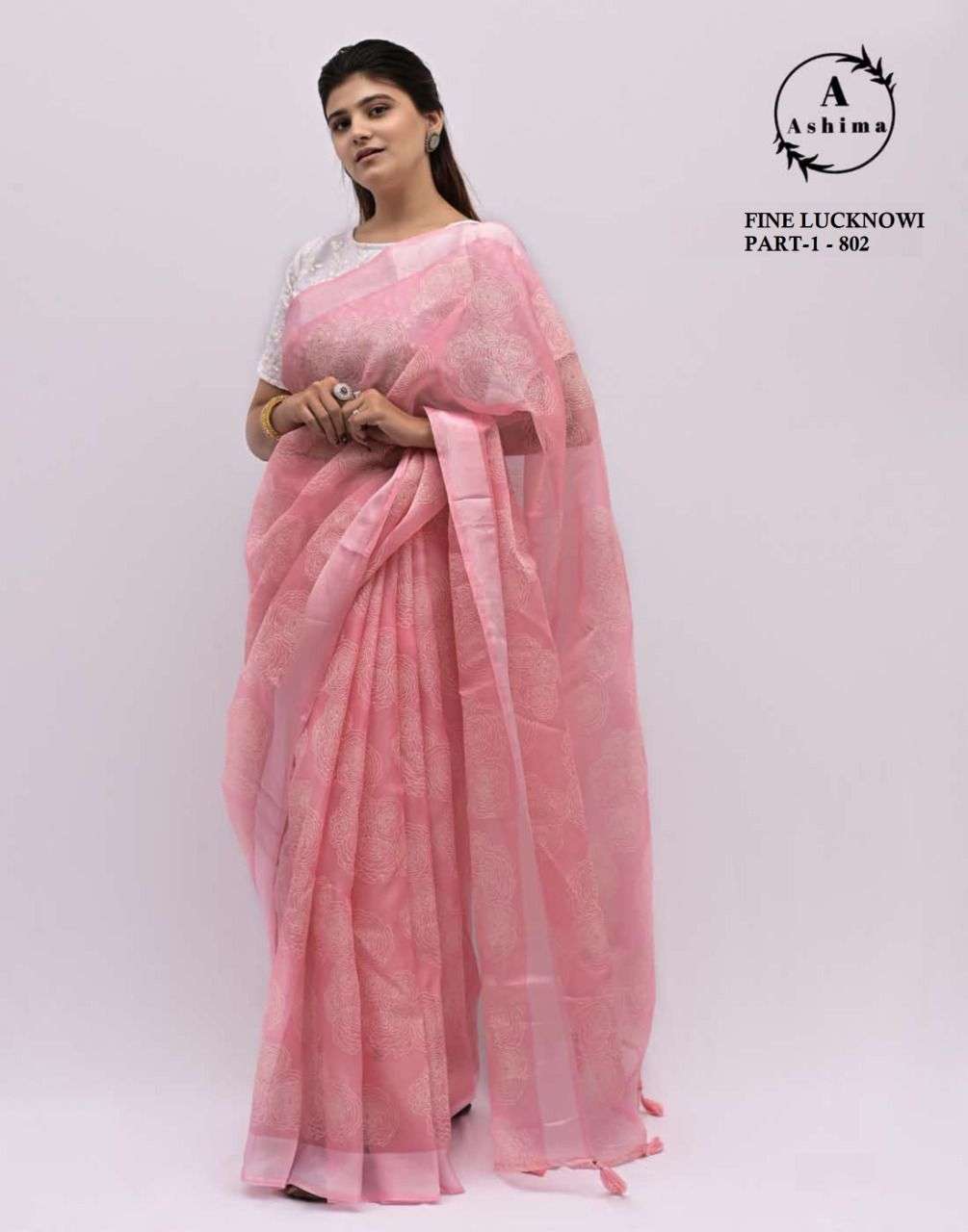 FINE LUCKNOWI BY ASHIMA 801 TO 808 SERIES INDIAN TRADITIONAL WEAR COLLECTION BEAUTIFUL STYLISH FANCY COLORFUL PARTY WEAR & OCCASIONAL WEAR GEORGETTE EMBROIDERED SAREES AT WHOLESALE PRICE
