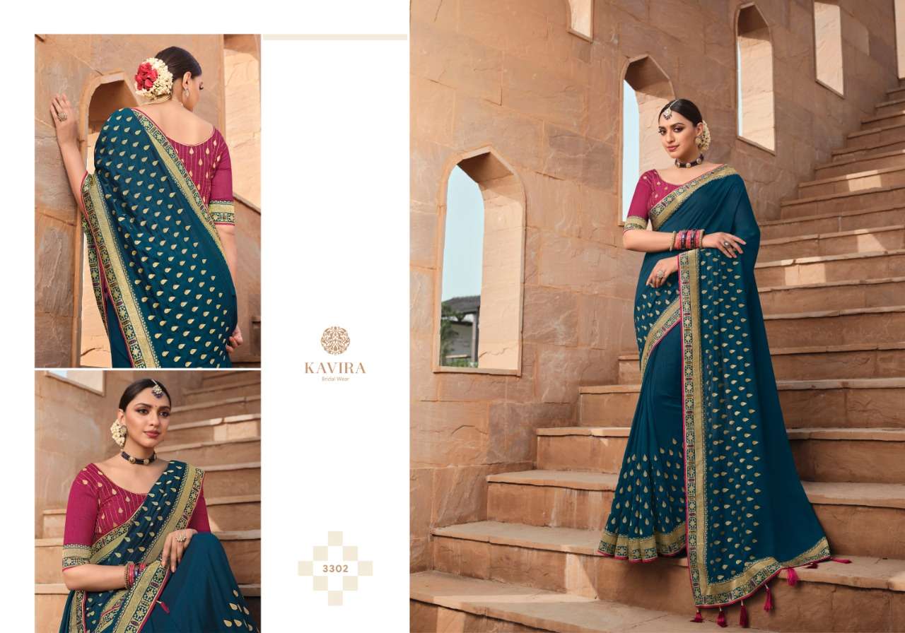 MANJARI BY KAVIRA 3301 TO 3309 SERIES INDIAN TRADITIONAL WEAR COLLECTION BEAUTIFUL STYLISH FANCY COLORFUL PARTY WEAR & OCCASIONAL WEAR GEORGETTE WITH WORK SAREES AT WHOLESALE PRICE