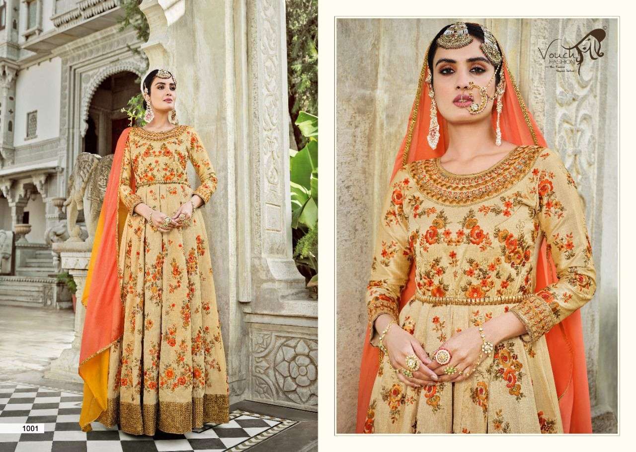 TAMANNA BY VOUCHE 1001 TO 1007 SERIES BEAUTIFUL ANARKALI SUITS COLORFUL STYLISH FANCY CASUAL WEAR & ETHNIC WEAR SILK/GEORGETTE DRESSES AT WHOLESALE PRICE