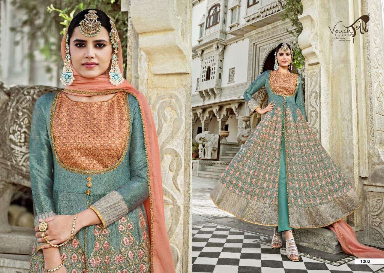 TAMANNA BY VOUCHE 1001 TO 1007 SERIES BEAUTIFUL ANARKALI SUITS COLORFUL STYLISH FANCY CASUAL WEAR & ETHNIC WEAR SILK/GEORGETTE DRESSES AT WHOLESALE PRICE