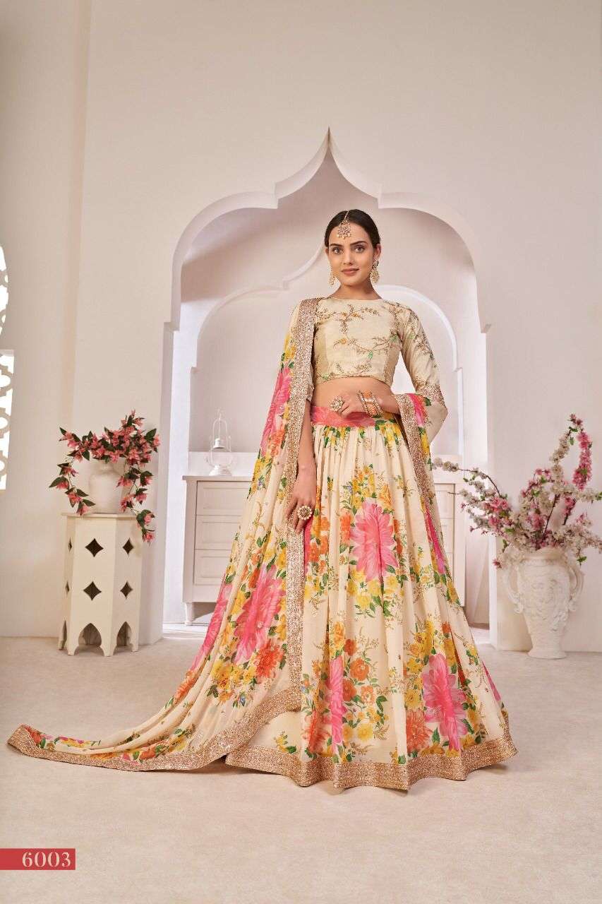 Lotus Vol-1 By Aawiya 6001 To 6009 Series Designer Beautiful Navratri Collection Occasional Wear & Party Wear Georgette Digital Print Lehengas At Wholesale Price