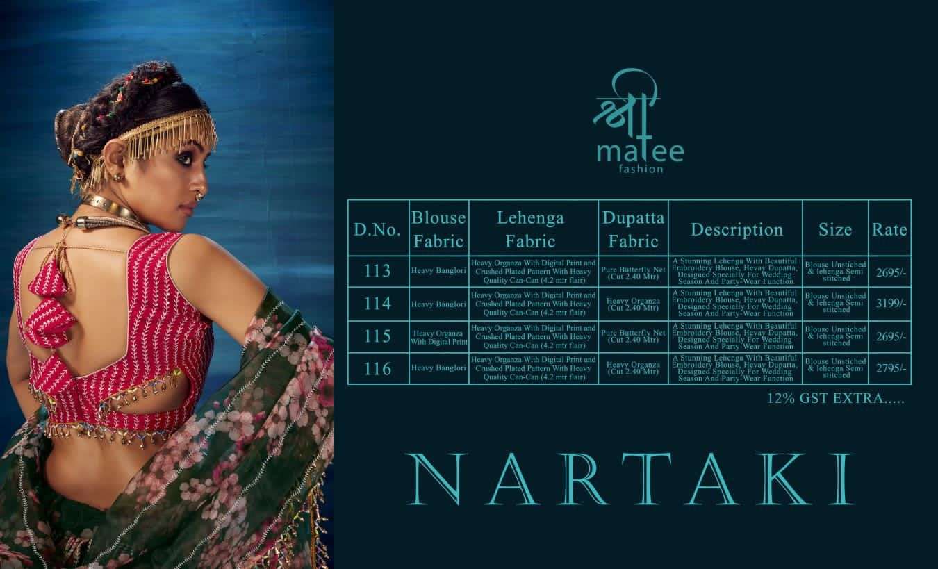 Nartaki By Shree Matee Fashion 113 To 116 Series Designer Beautiful Navratri Collection Occasional Wear & Party Wear Heavy Organza Digital Print Lehengas At Wholesale Price