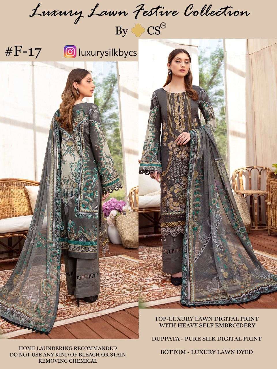 LUXURY LAWN FESTIVE COLLECTION VOL-4 BY CS 14 TO 17 SERIES BEAUTIFUL PAKISTANI SUITS STYLISH FANCY COLORFUL PARTY WEAR & OCCASIONAL WEAR LUXURY LAWN DIGITAL PRINT AT WHOLESALE PRICE