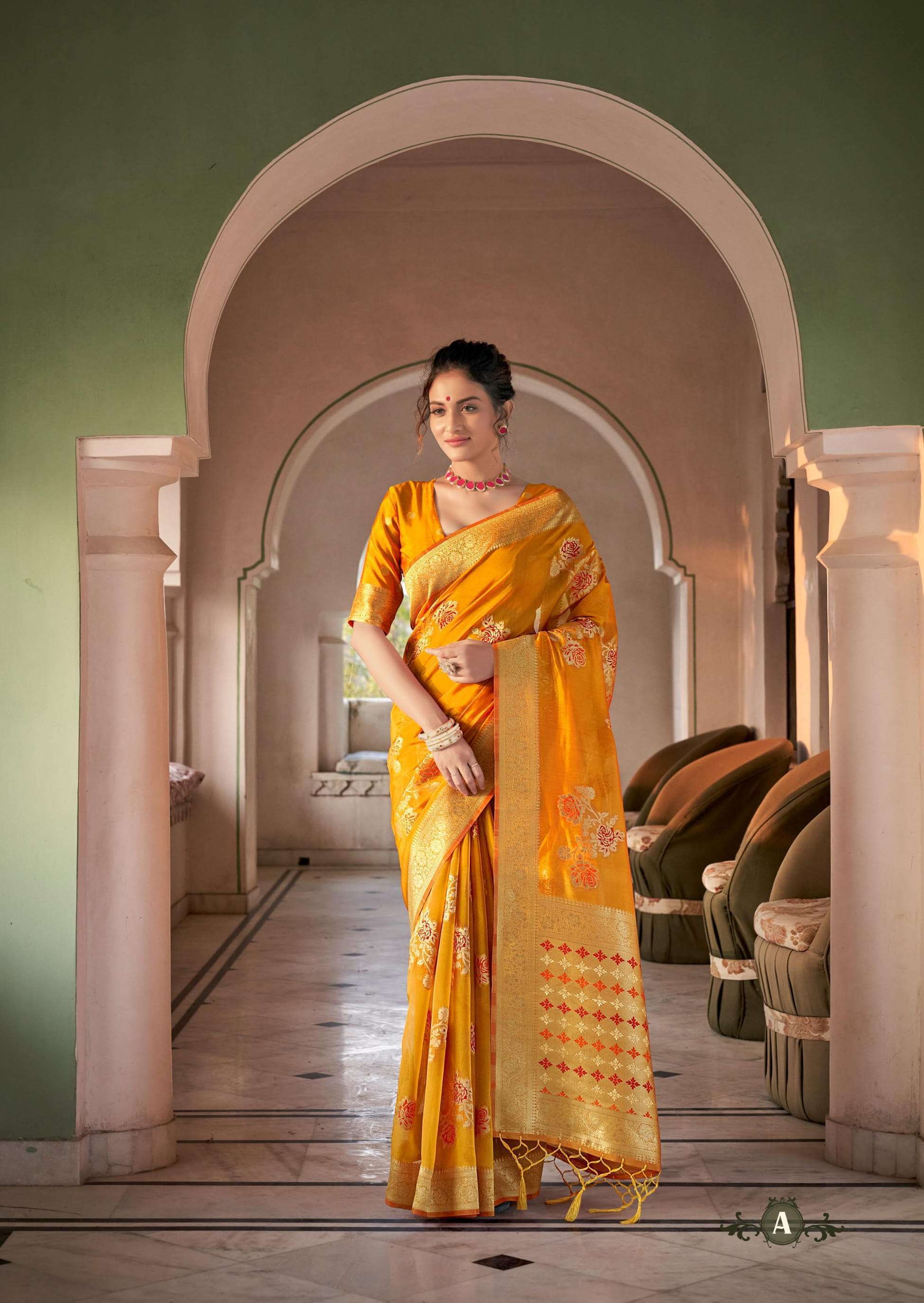 ORGENZA WEAVES BY SHANGRILA A TO F SERIES INDIAN TRADITIONAL WEAR COLLECTION BEAUTIFUL STYLISH FANCY COLORFUL PARTY WEAR & OCCASIONAL WEAR PURE GEORGETTE PRINTED SAREES AT WHOLESALE PRICE