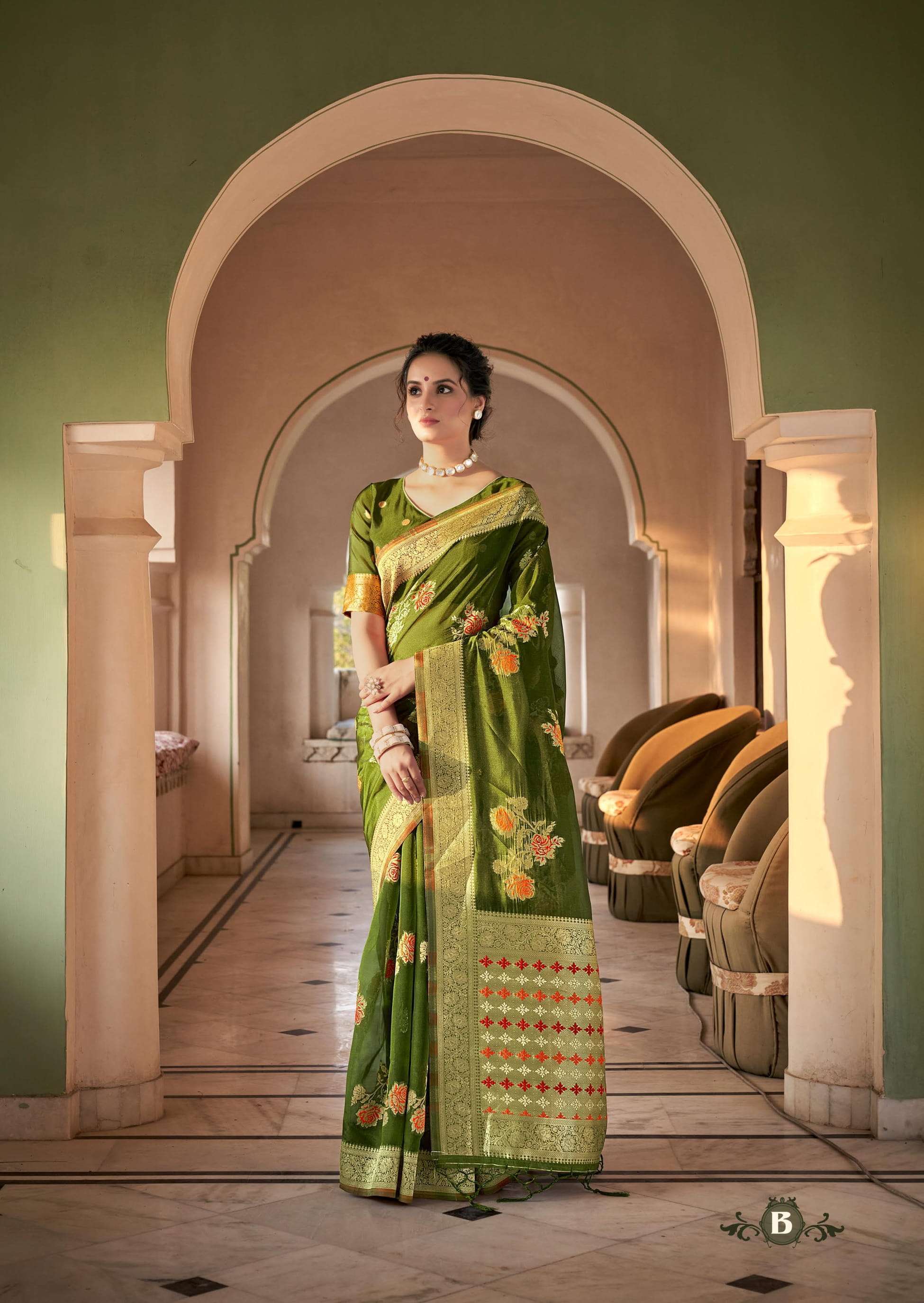 ORGENZA WEAVES BY SHANGRILA A TO F SERIES INDIAN TRADITIONAL WEAR COLLECTION BEAUTIFUL STYLISH FANCY COLORFUL PARTY WEAR & OCCASIONAL WEAR PURE GEORGETTE PRINTED SAREES AT WHOLESALE PRICE