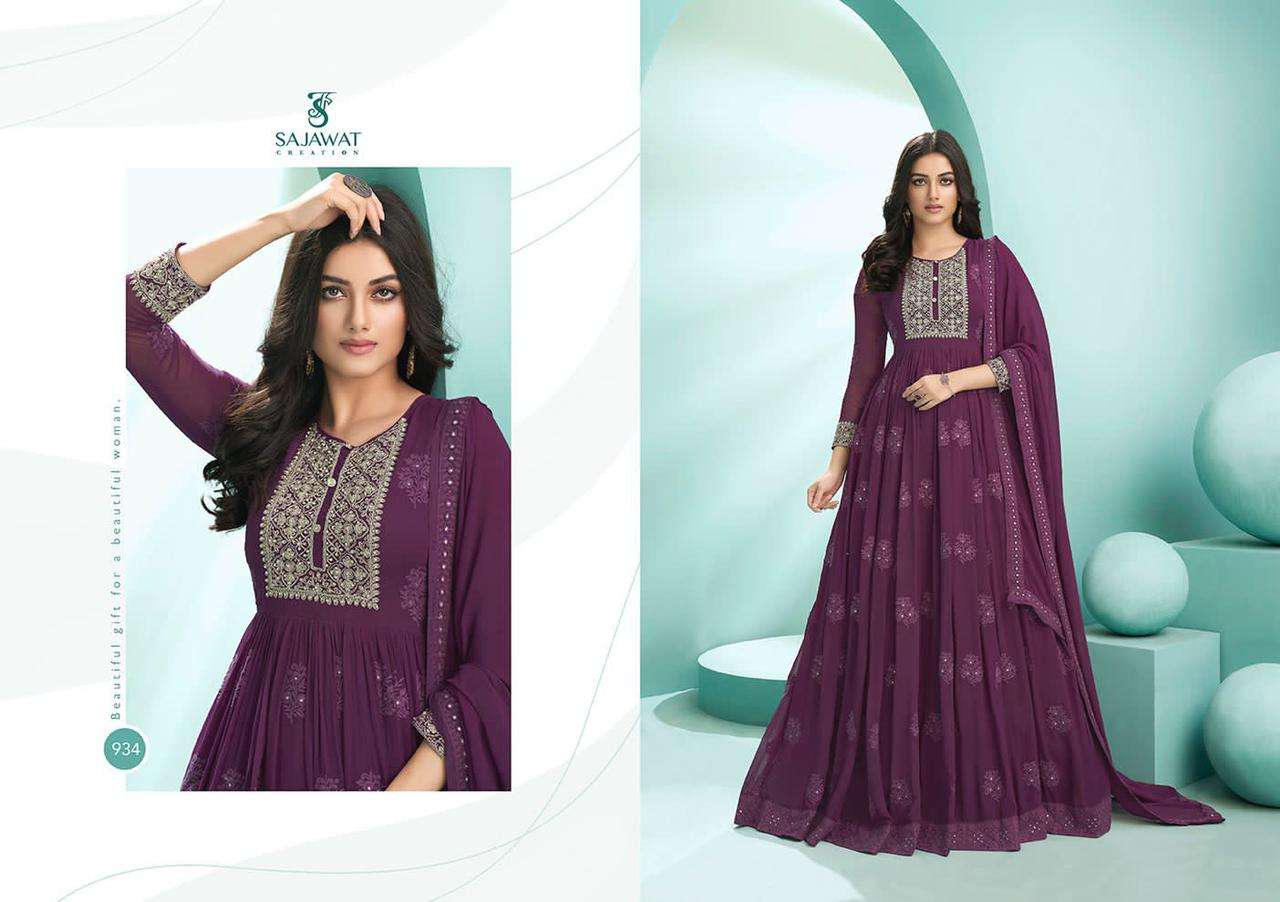 KALPI VOL-1 NX BY SAJAWAT CREATION BEAUTIFUL STYLISH ANARKALI SUITS FANCY COLORFUL CASUAL WEAR & ETHNIC WEAR & READY TO WEAR HEAVY FAUX GEORGETTE EMBROIDERED DRESSES AT WHOLESALE PRICE