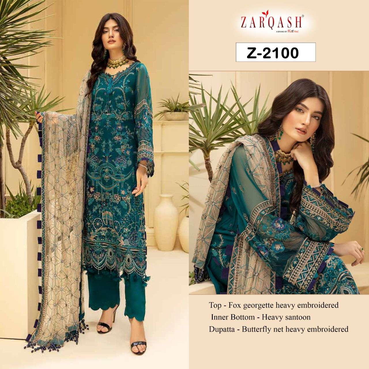 Adan Tesoro By Zarqash 2100 To 2102 Series Designer Festive Pakistani Suits Collection Beautiful Stylish Fancy Colorful Party Wear & Occasional Wear Faux Georgette Embroidered Dresses At Wholesale Price