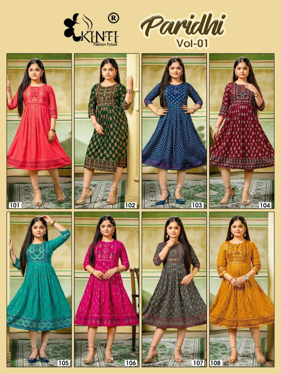 PARIDHI VOL-1 BY KINTI 101 TO 108 SERIES DESIGNER STYLISH FANCY COLORFUL BEAUTIFUL PARTY WEAR & ETHNIC WEAR COLLECTION RAYON SLUB PRINT KURTIS AT WHOLESALE PRICE