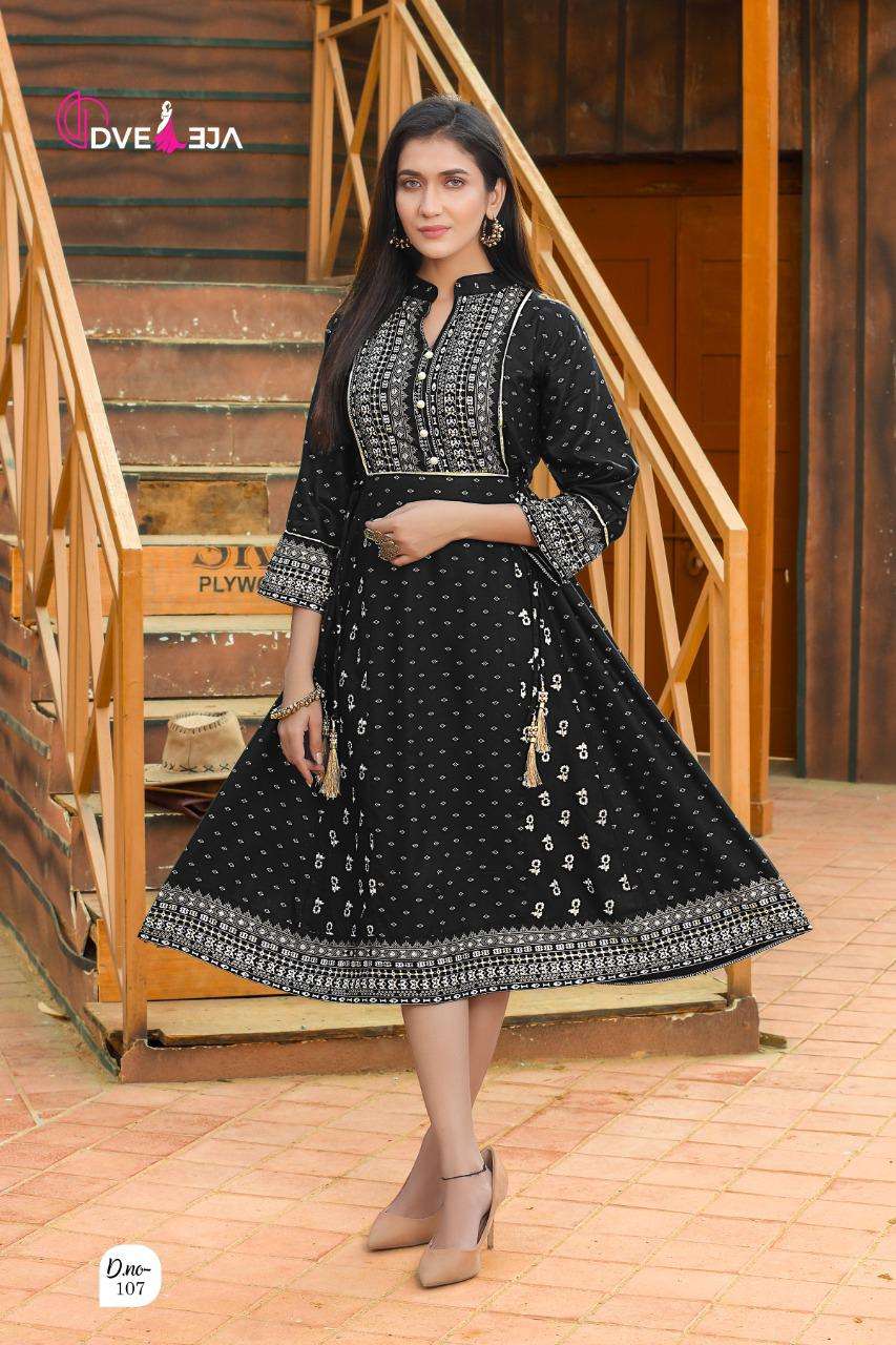 FUSION BY DVEEJA 101 TO 108 SERIES DESIGNER STYLISH FANCY COLORFUL BEAUTIFUL PARTY WEAR & ETHNIC WEAR COLLECTION HEAVY RAYON KURTIS AT WHOLESALE PRICE