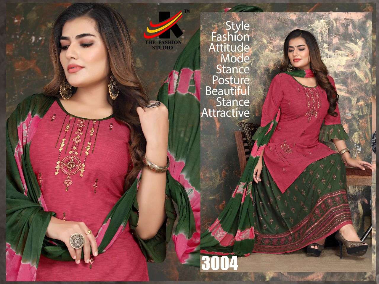NAFISHA VOL-4 BY THE FASHION STUDIO 3001 TO 3008 SERIES BEAUTIFUL STYLISH SHARARA SUITS FANCY COLORFUL CASUAL WEAR & ETHNIC WEAR & READY TO WEAR HEAVY RAYON EMBROIDERED DRESSES AT WHOLESALE PRICE