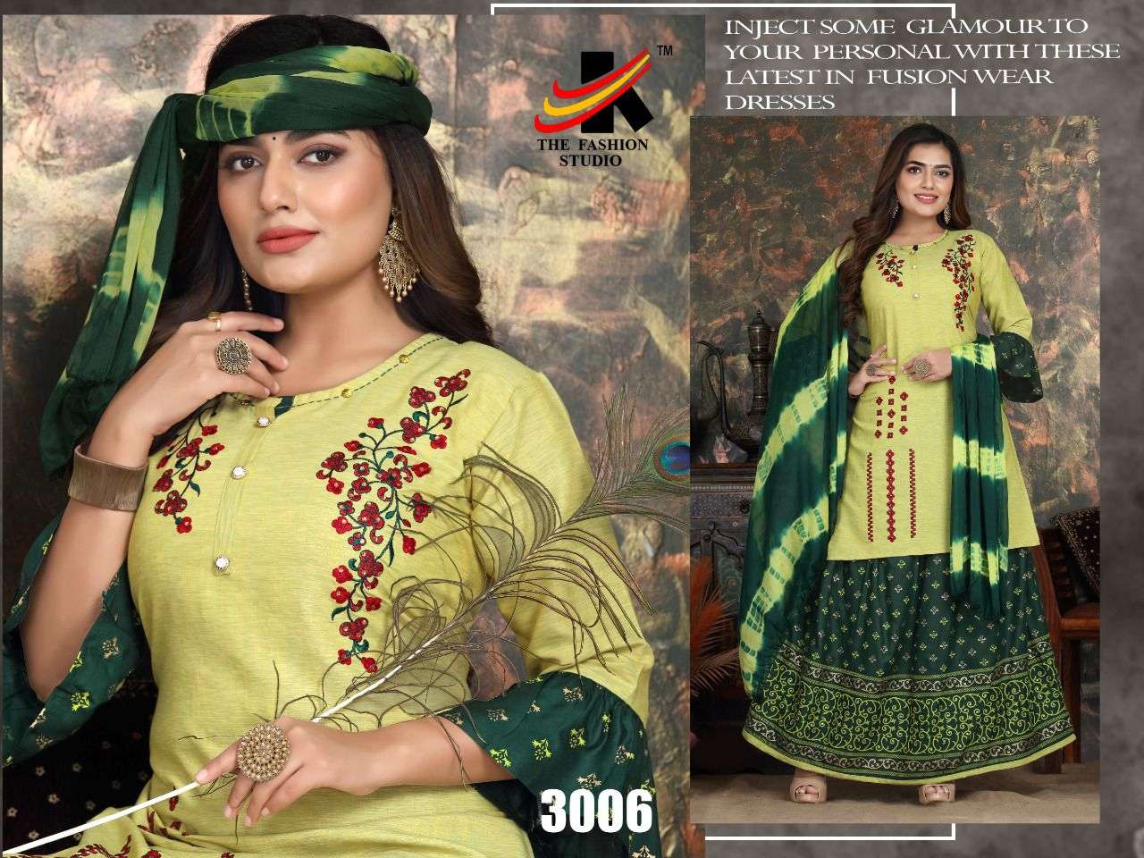 NAFISHA VOL-4 BY THE FASHION STUDIO 3001 TO 3008 SERIES BEAUTIFUL STYLISH SHARARA SUITS FANCY COLORFUL CASUAL WEAR & ETHNIC WEAR & READY TO WEAR HEAVY RAYON EMBROIDERED DRESSES AT WHOLESALE PRICE