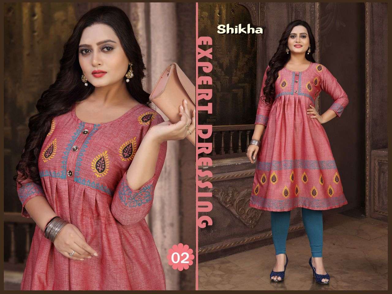 SHIKHA BY TRENDY 01 TO 08 SERIES DESIGNER STYLISH FANCY COLORFUL BEAUTIFUL PARTY WEAR & ETHNIC WEAR COLLECTION RAYON TWO TONE KURTIS AT WHOLESALE PRICE