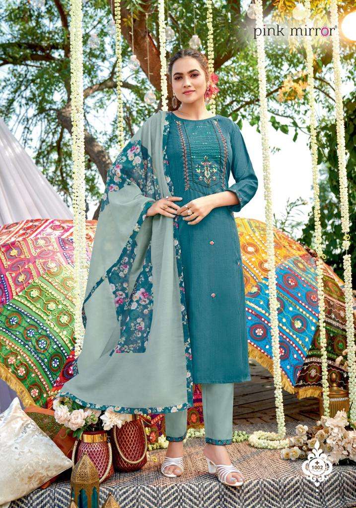 THREADS BY PINK MIRROR 1001 TO 1006 SERIES BEAUTIFUL SUITS COLORFUL STYLISH FANCY CASUAL WEAR & ETHNIC WEAR VISCOSE EMBROIDERED DRESSES AT WHOLESALE PRICE