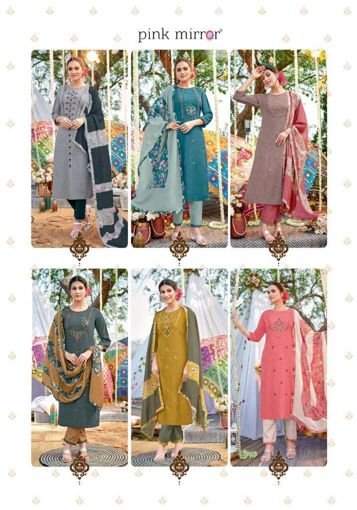 THREADS BY PINK MIRROR 1001 TO 1006 SERIES BEAUTIFUL SUITS COLORFUL STYLISH FANCY CASUAL WEAR & ETHNIC WEAR VISCOSE EMBROIDERED DRESSES AT WHOLESALE PRICE