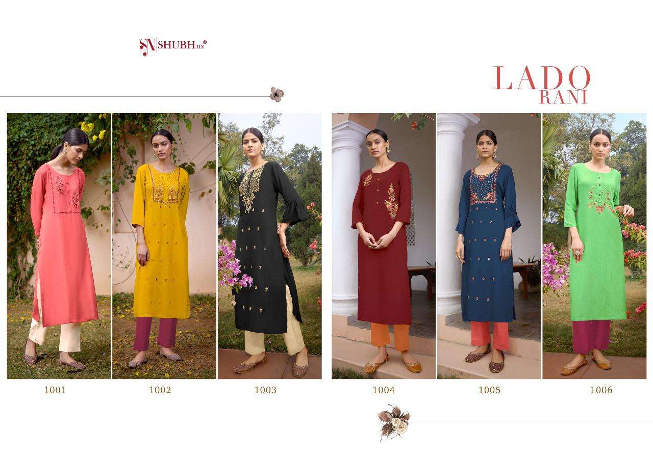 LADO RANI BY SHUBH NX 1001 TO 1006 SERIES DESIGNER STYLISH FANCY COLORFUL BEAUTIFUL PARTY WEAR & ETHNIC WEAR COLLECTION RAYON SLUB WITH WORK KURTIS AT WHOLESALE PRICE