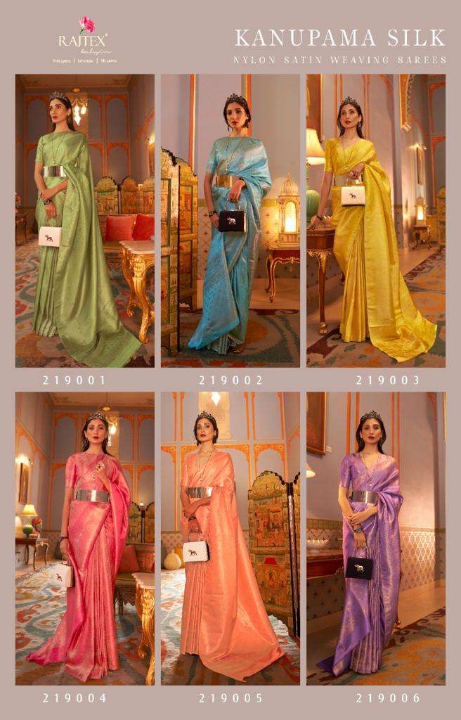 Kanupama Silk By Raj Tex 219001 To 219006 Series Indian Traditional Wear Collection Beautiful Stylish Fancy Colorful Party Wear & Occasional Wear Two Tone Satin Silk Sarees At Wholesale Price
