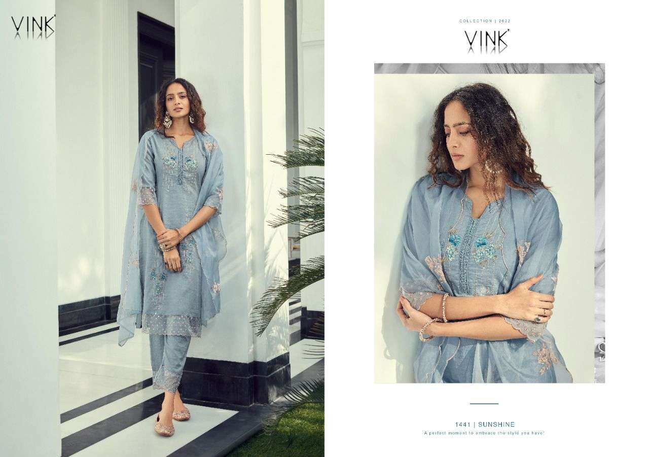 SUNSHINE BY VINK 1001 TO 1006 SERIES BEAUTIFUL SUITS COLORFUL STYLISH FANCY CASUAL WEAR & ETHNIC WEAR SILK EMBROIDERED DRESSES AT WHOLESALE PRICE