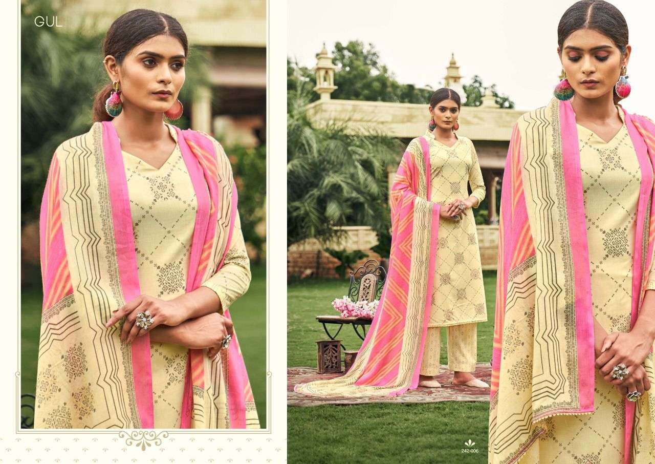 GUL VOL-2 BY SARGAM PRINTS 242-001 TO 242-008 SERIES BEAUTIFUL STYLISH SHARARA SUITS FANCY COLORFUL CASUAL WEAR & ETHNIC WEAR & READY TO WEAR PURE LAWN COTTON PRINTED DRESSES AT WHOLESALE PRICE